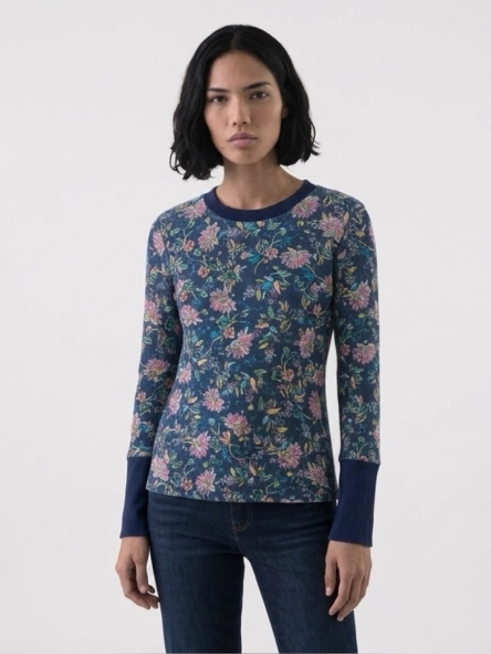 Sundance Madison Long Sleeve Thermal Top in Floral Size Medium